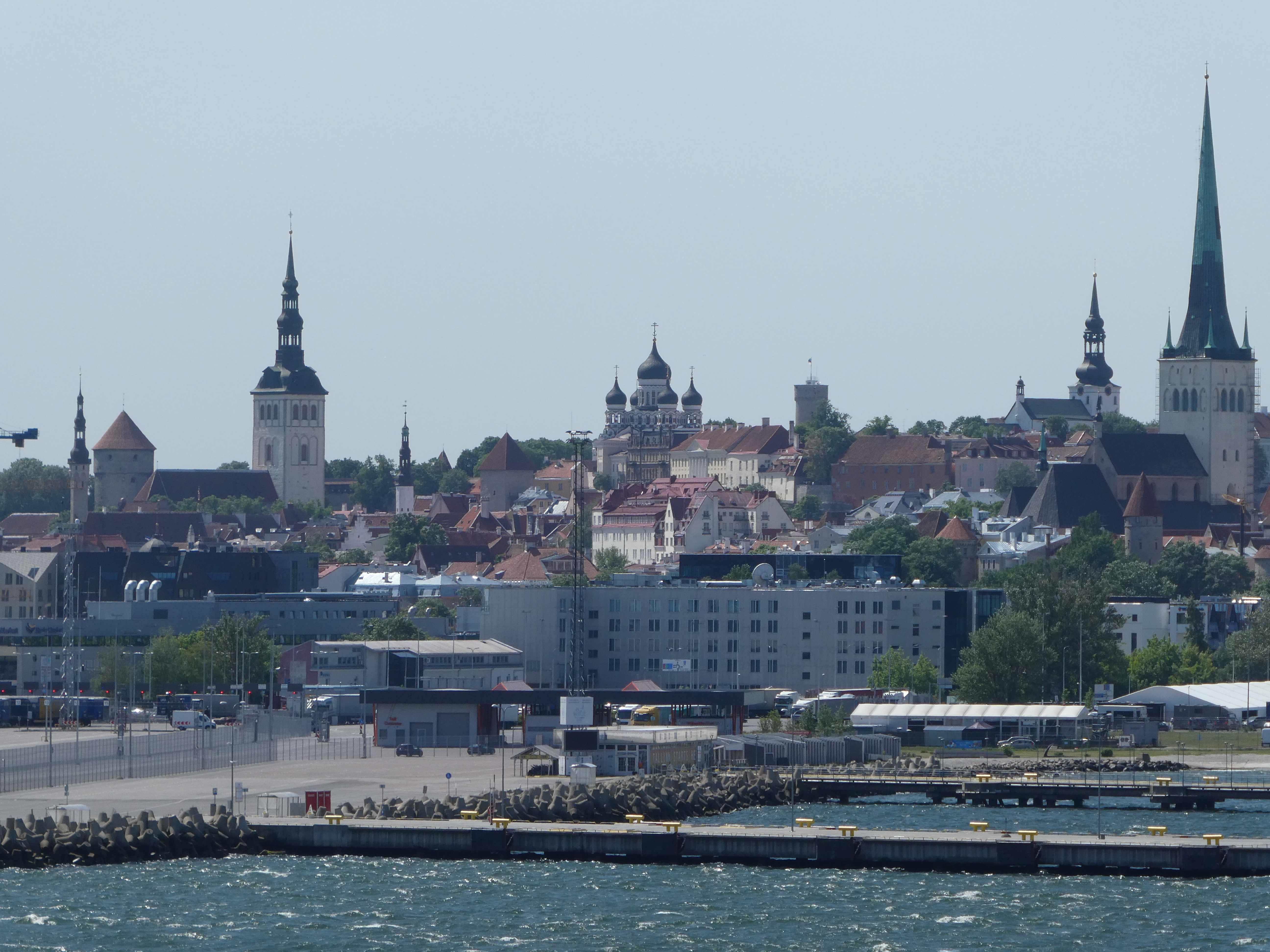Looking back onto the old city of Tallinn from the ferry